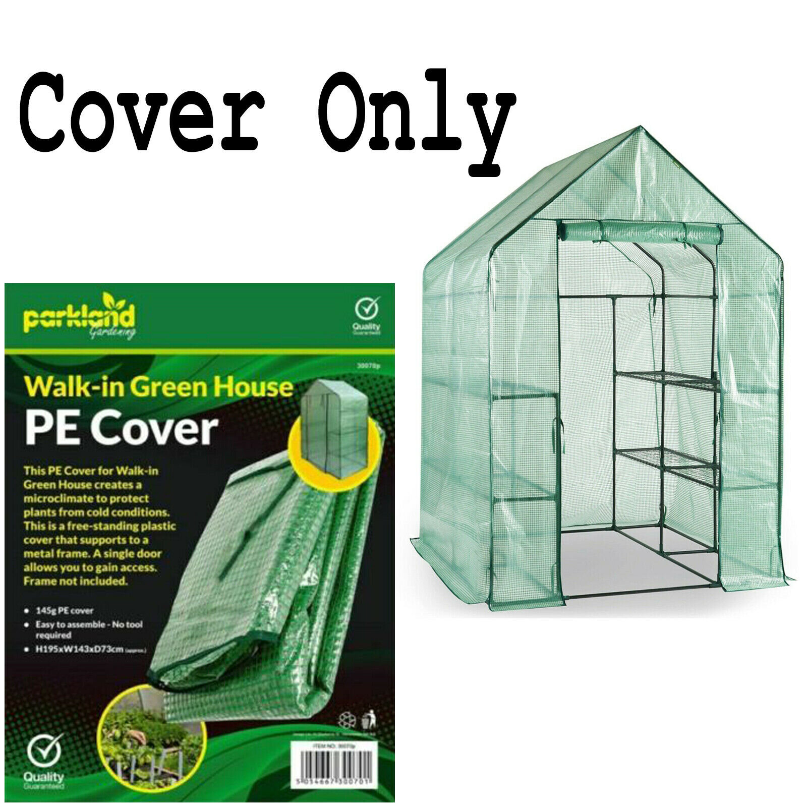 PE Cover For Walk In Greenhouse Roll Up Zip Panel Door Garden Outdoor Grow Plant